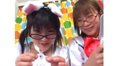 Super cute teen asian babes in costume teasing hard on camera Thumb