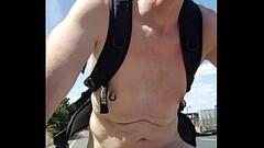 Riding my Bike NAked by a busy road Thumb