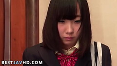 Rin Aoki, the hot Japanese school-girl, blows the jism out of the manmeat and takes it all in her gu Thumb